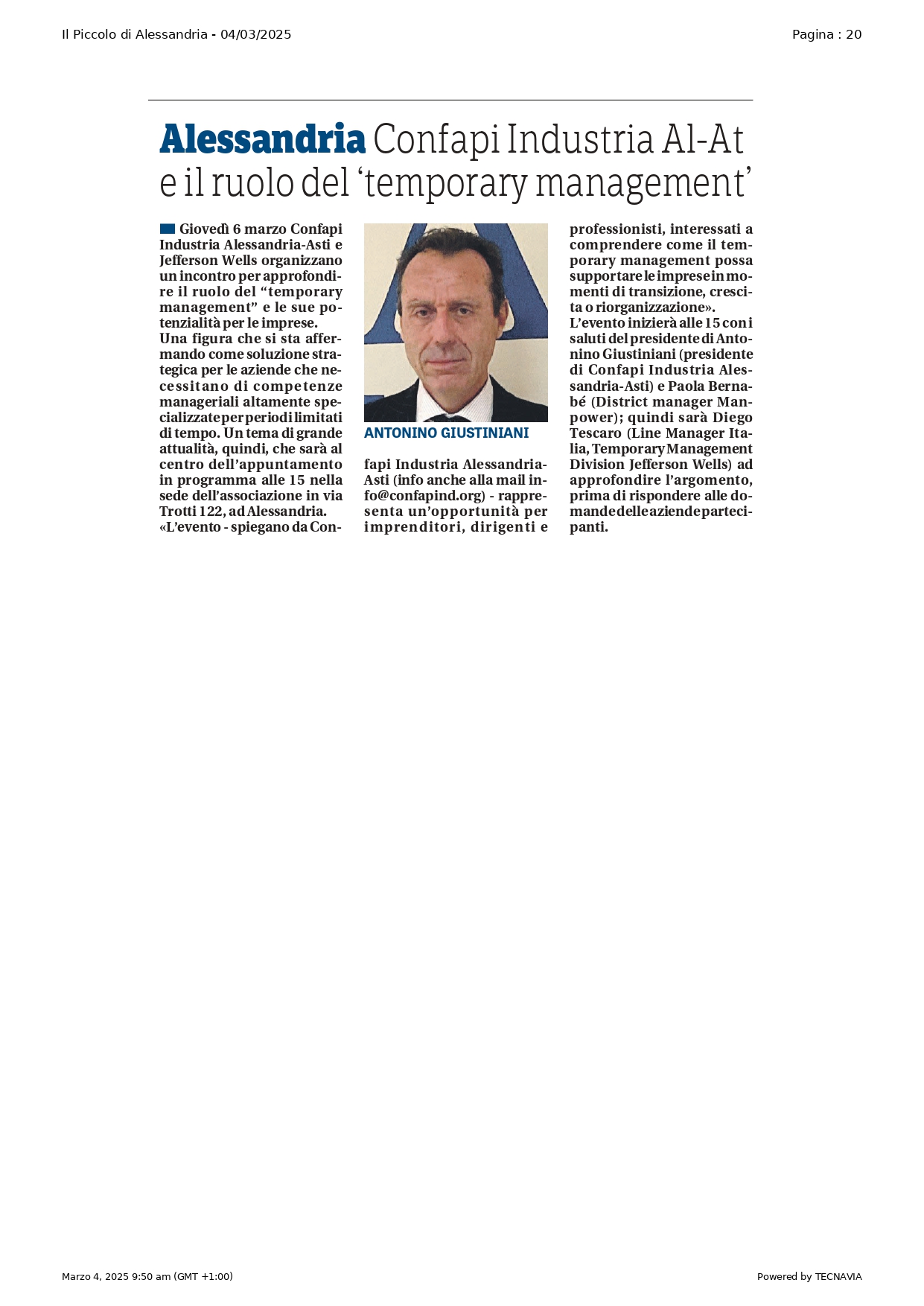 Alessandria Confapi Industria Al-At e il ruolo del ‘temporary management’